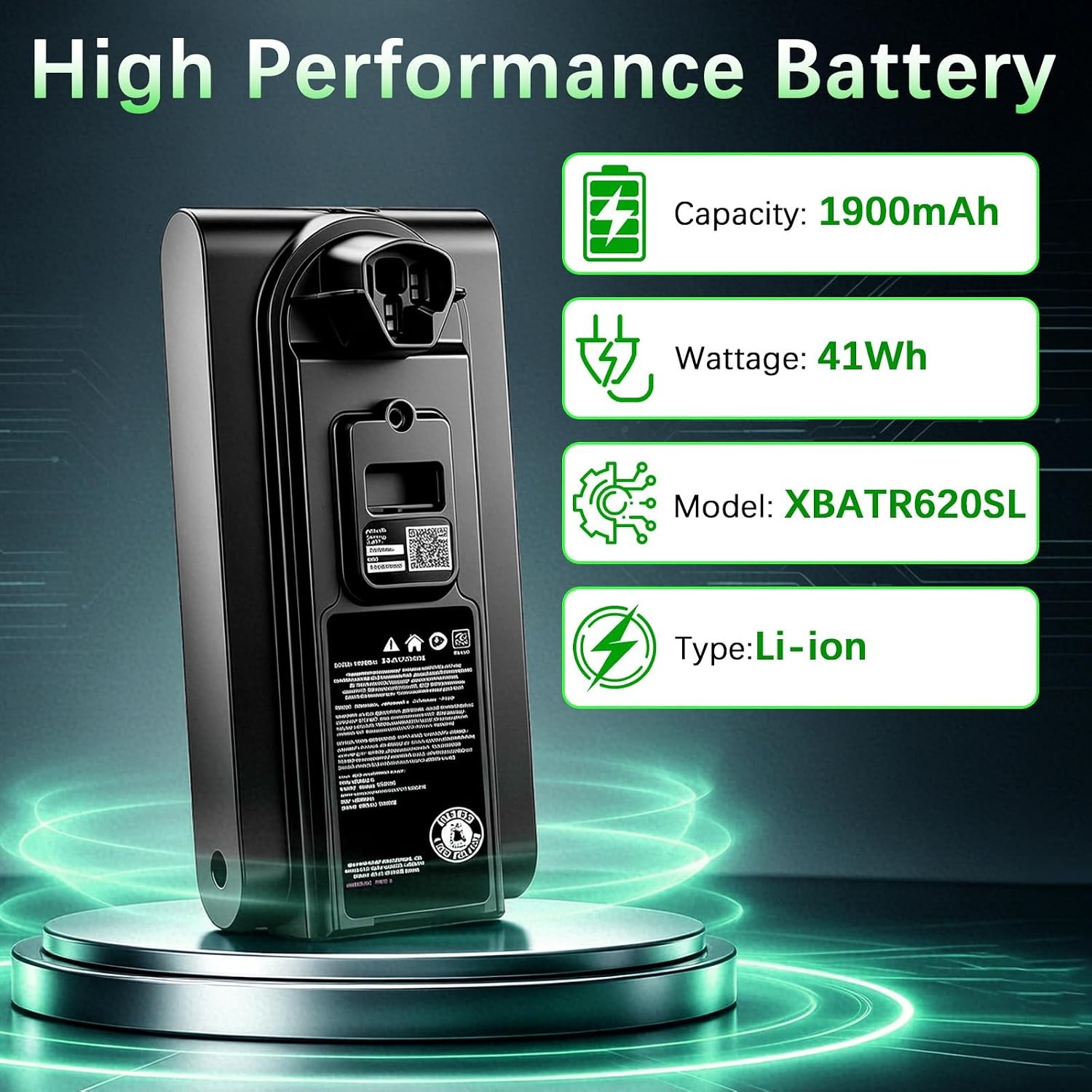Replacement Battery for Shark XBATR620SL 21.6V Compatible with Shark IZ540H