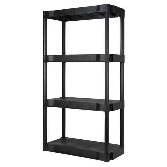 Hyper Tough 4-Tier Plastic Storage Shelf 30″W x 13.8″D x 56.2″H Black New