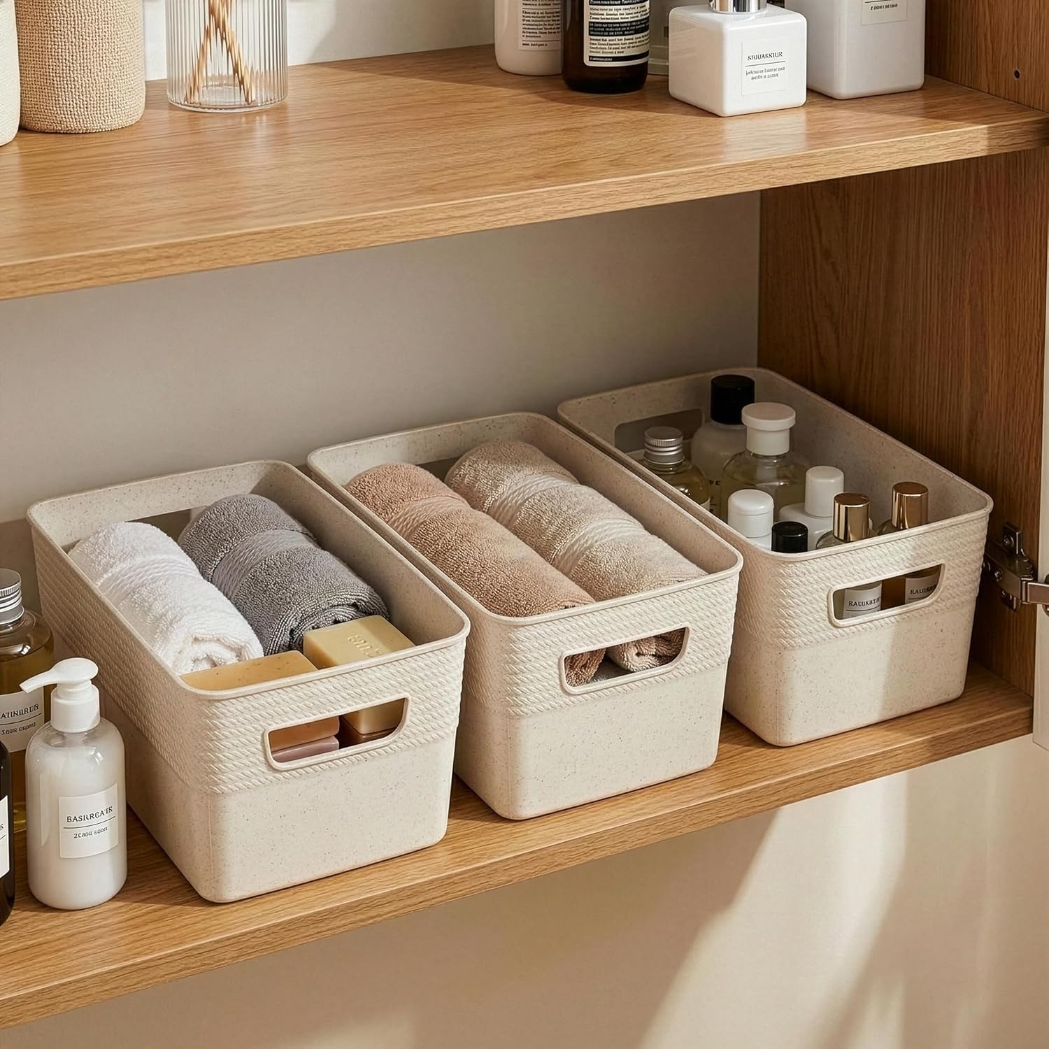 Plastic Storage Bins, 5 Liter – 3 Pack, Natural | Plastic Bins for Organization