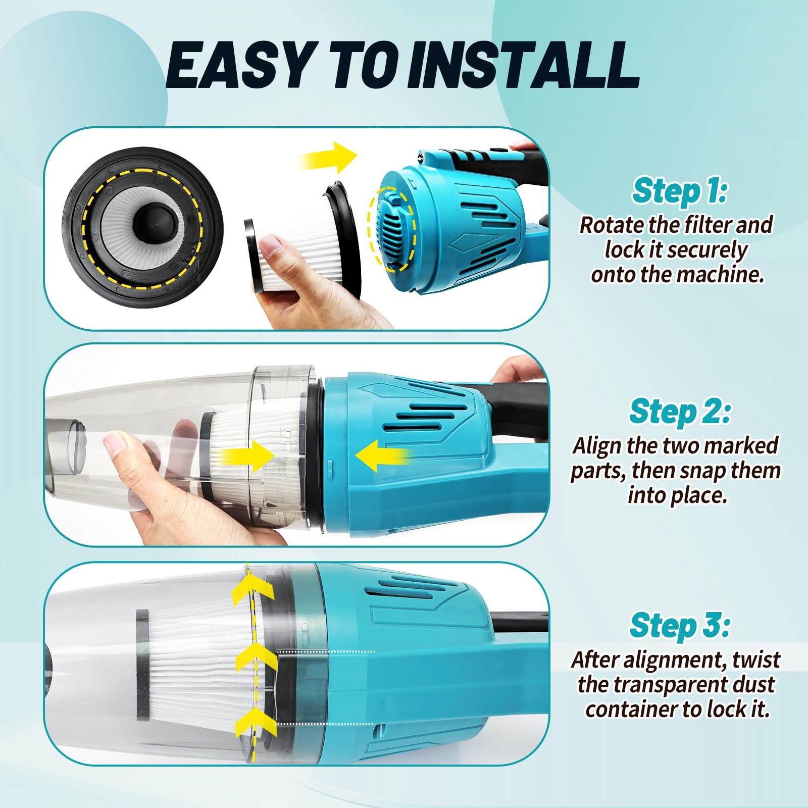 CAMXTOOL Cordless Vacuum Cleaner Compatible with Blue, Tool Only, Black