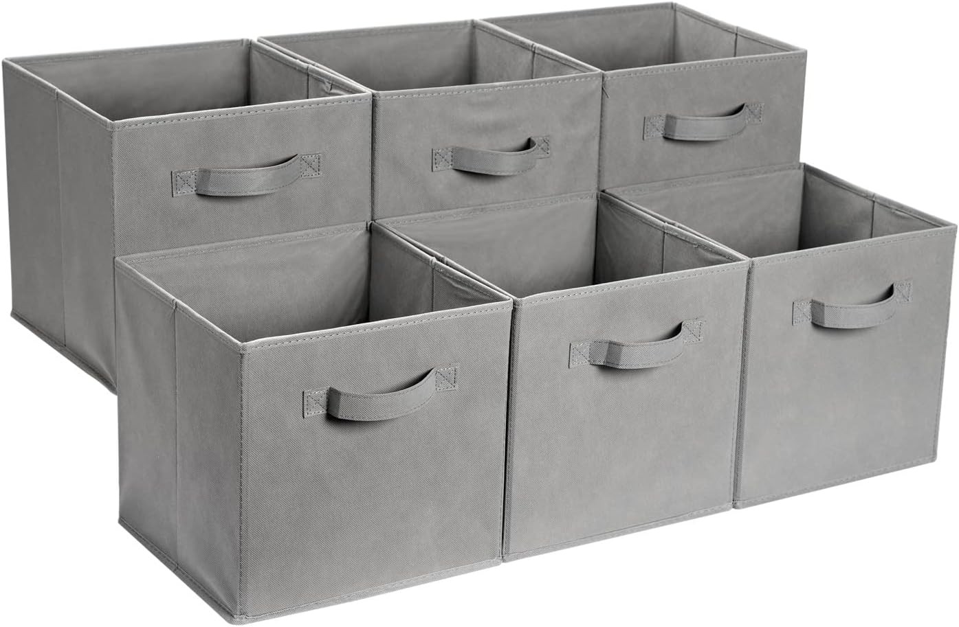 Foldable Fabric Storage Cube with Handle, Gray, 13x13x13 inches, 6-Piece Set