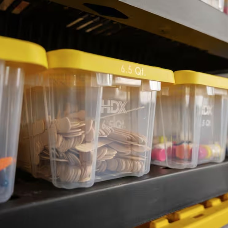 HDX 6.5 Qt Tough Storage Tote with Yellow Lid Clear Plastic Container (1-Pack)