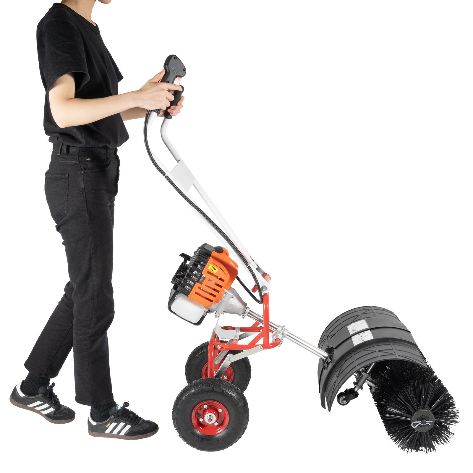 52CC Walk Behind Driveway Power Broom Snow Sweeper Artificial Grass Cleaner