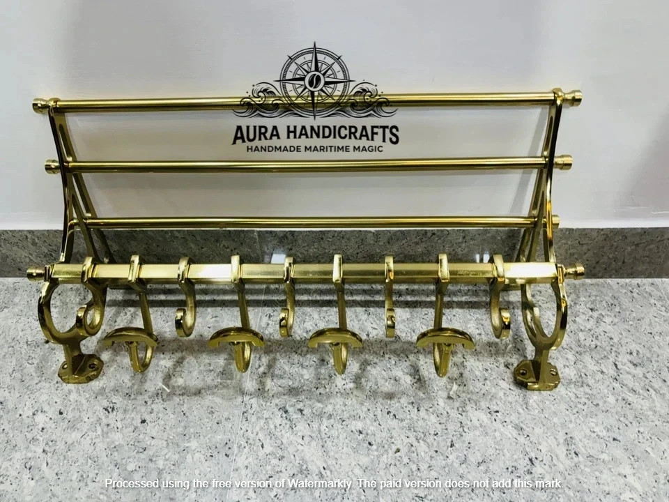 AURA Golden French rack Vintage Style Train Wall mounted Coat rack Halloween Gif