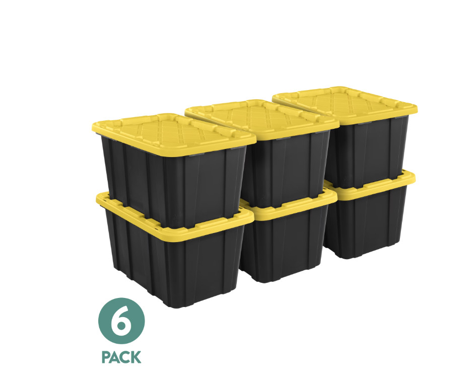 6 PACK Sterilite Large Storage Bin, 27 Gallon Durable Plastic Storage Tote