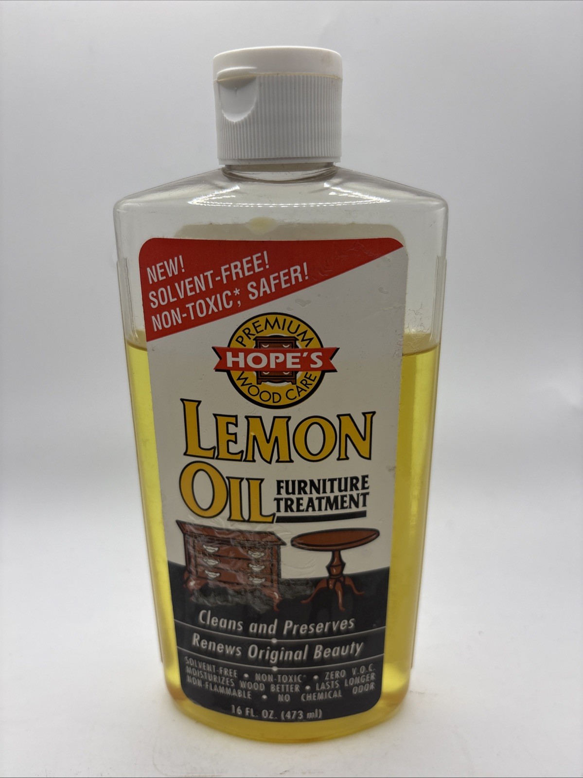Vtg Hope’s Lemon Oil Furniture Treatment 16 oz Non-Toxic Solvent Free 85% Full