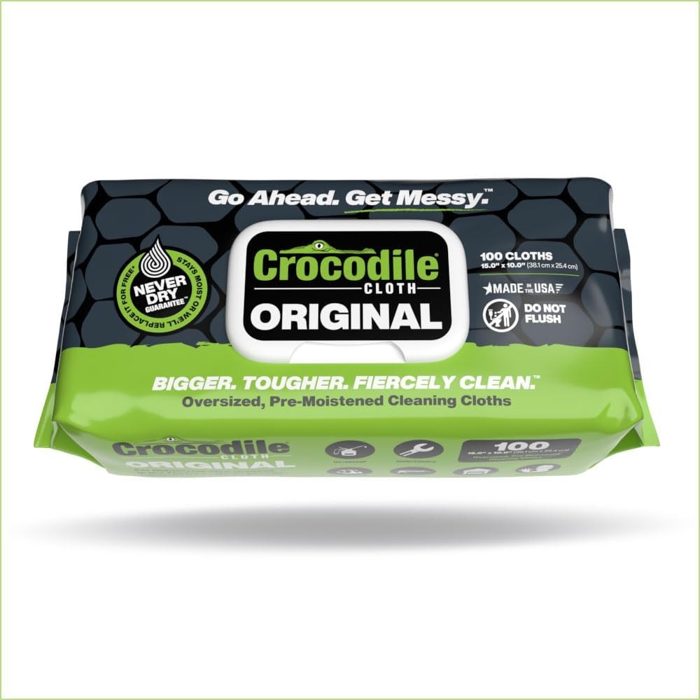Crocodile Cloth Original Cleaning Wipes, 600 Count (6 Packs of 100)15” x 10”,NEW