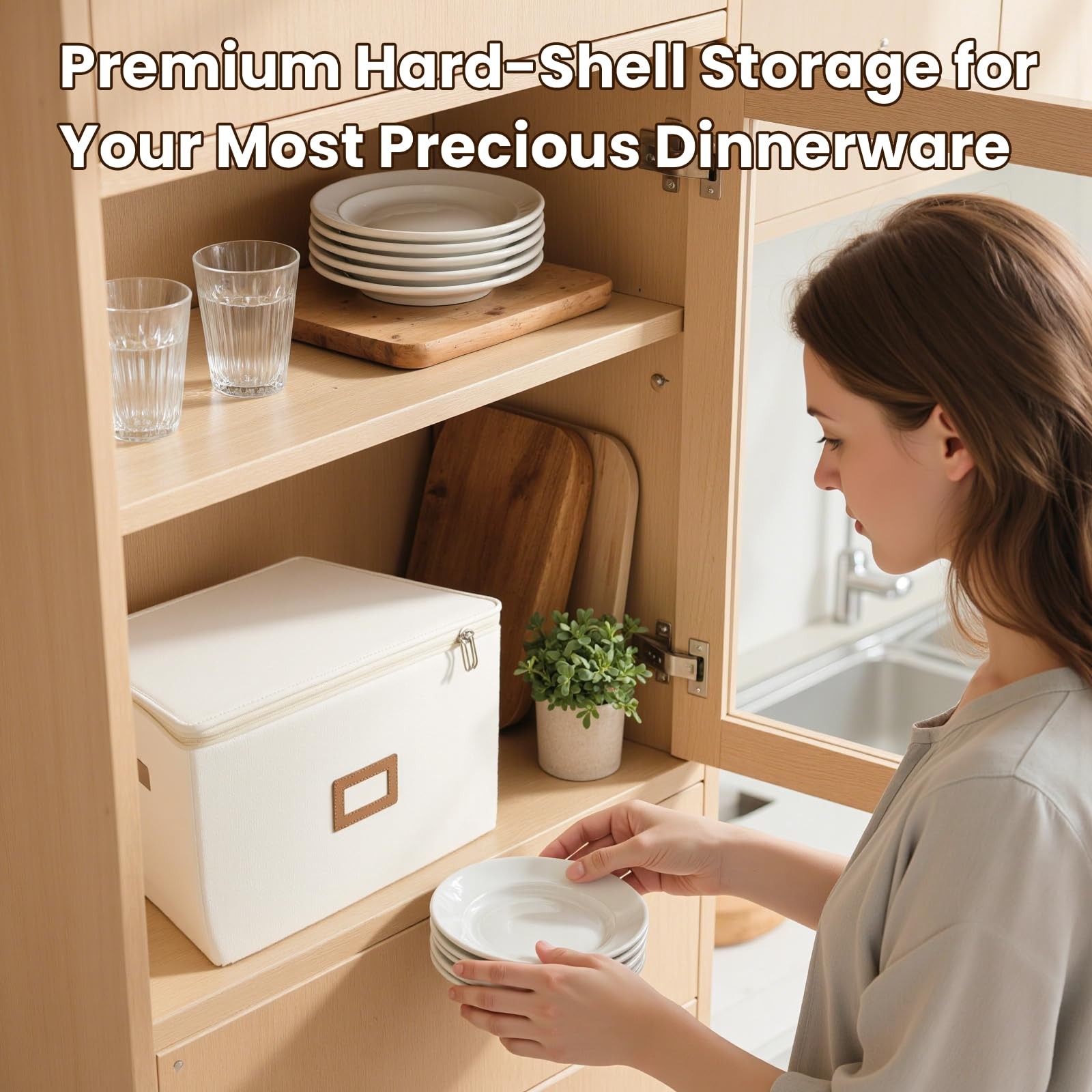 HOMELUX THEORY Flatware Storage Hard Shell China 14. Cutlery Storage, Ivory