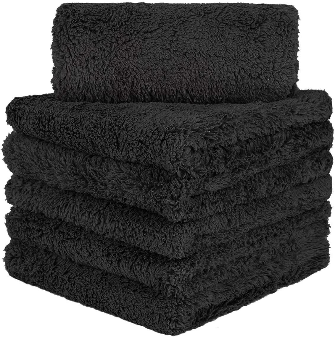 6 Pcs Edgeless Ultra Plush Microfiber Car Drying Towels Wash Buffing Detailing