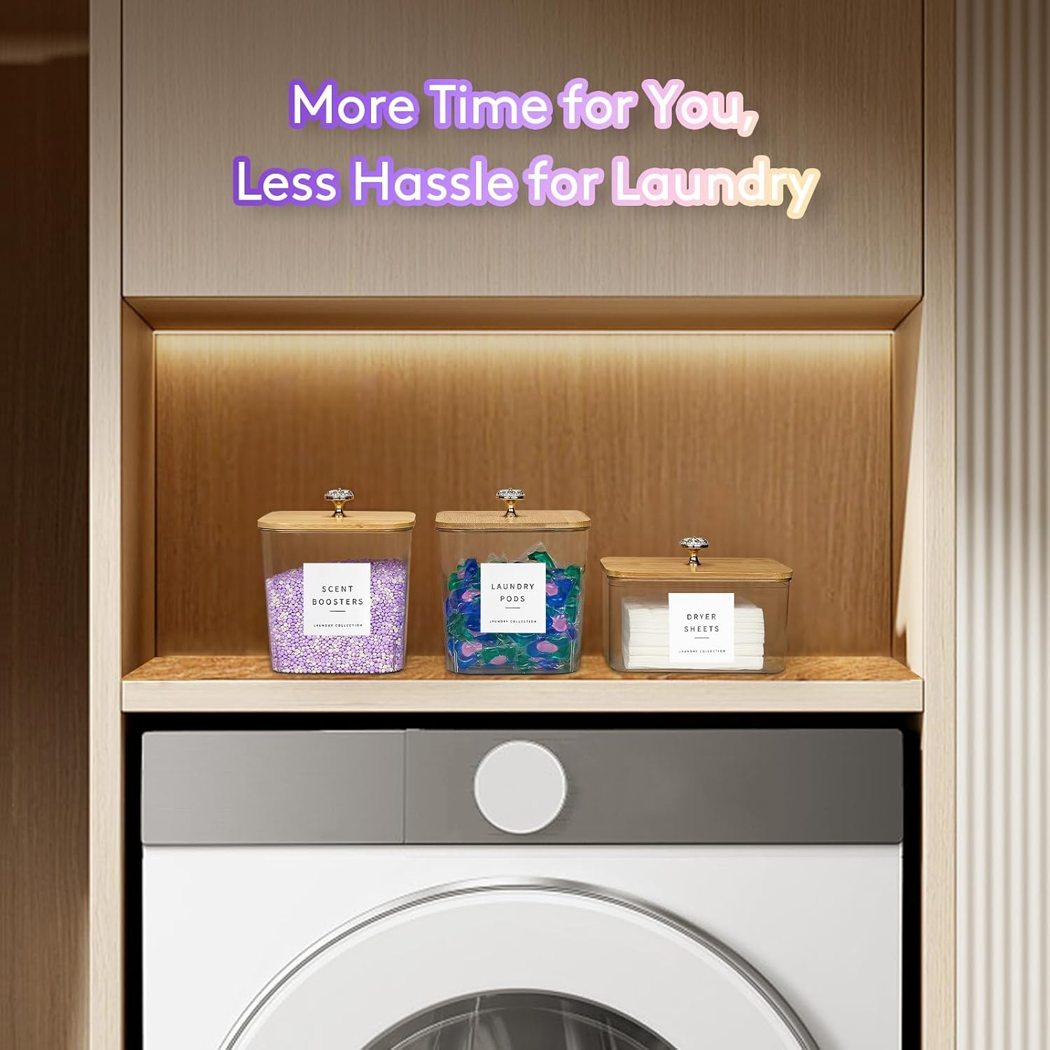 3 Pack Laundry Pod Containers and Dryer Sheet Holder, Laundry Room Organization