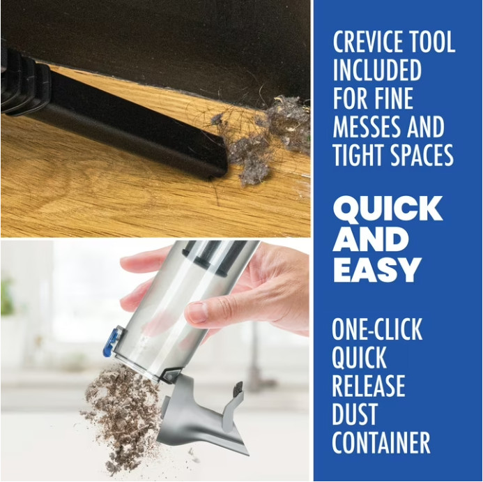 Ruvio Pro Cordless Hand Vacuum 17” Portable Vacuum Cleaner for Home and Car Use