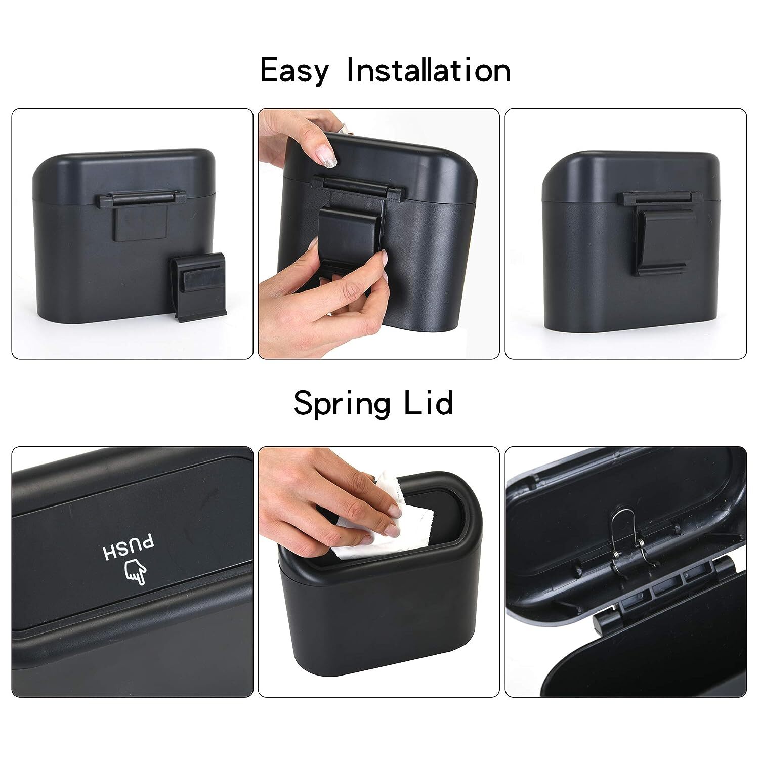 Mini Car Trash Can Bin with Lid Car Garbage Trash Can Storage Car Accessories
