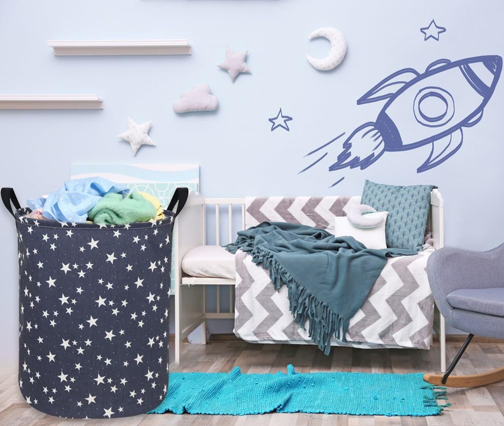 Blue Star Laundry Hamper, Kids, Collapsible Basket, Storage, Toy Organizer