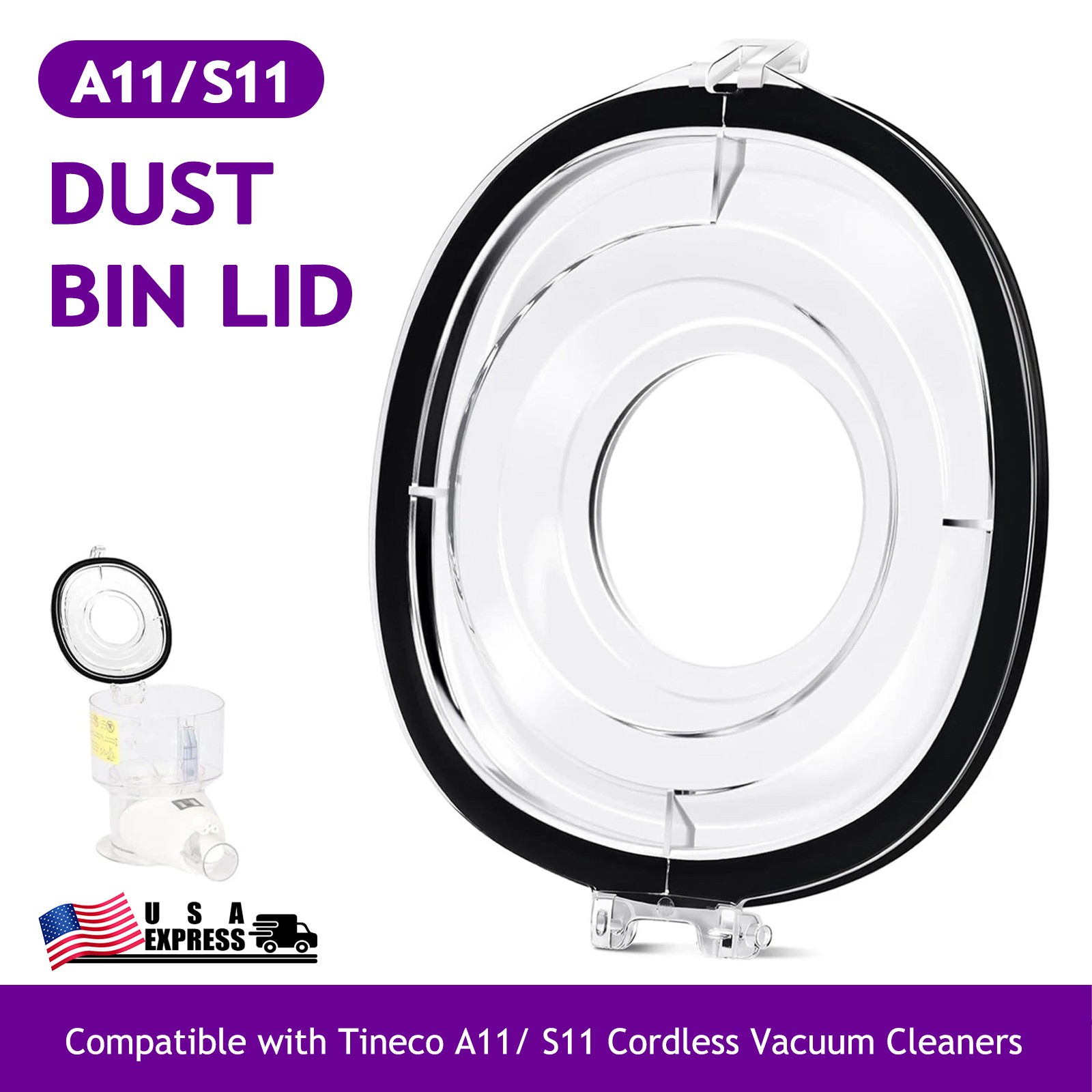 For Tineco Dust Bin Lid with Gasket Cordless Vacuum Cleaner S11 A11 Accessories