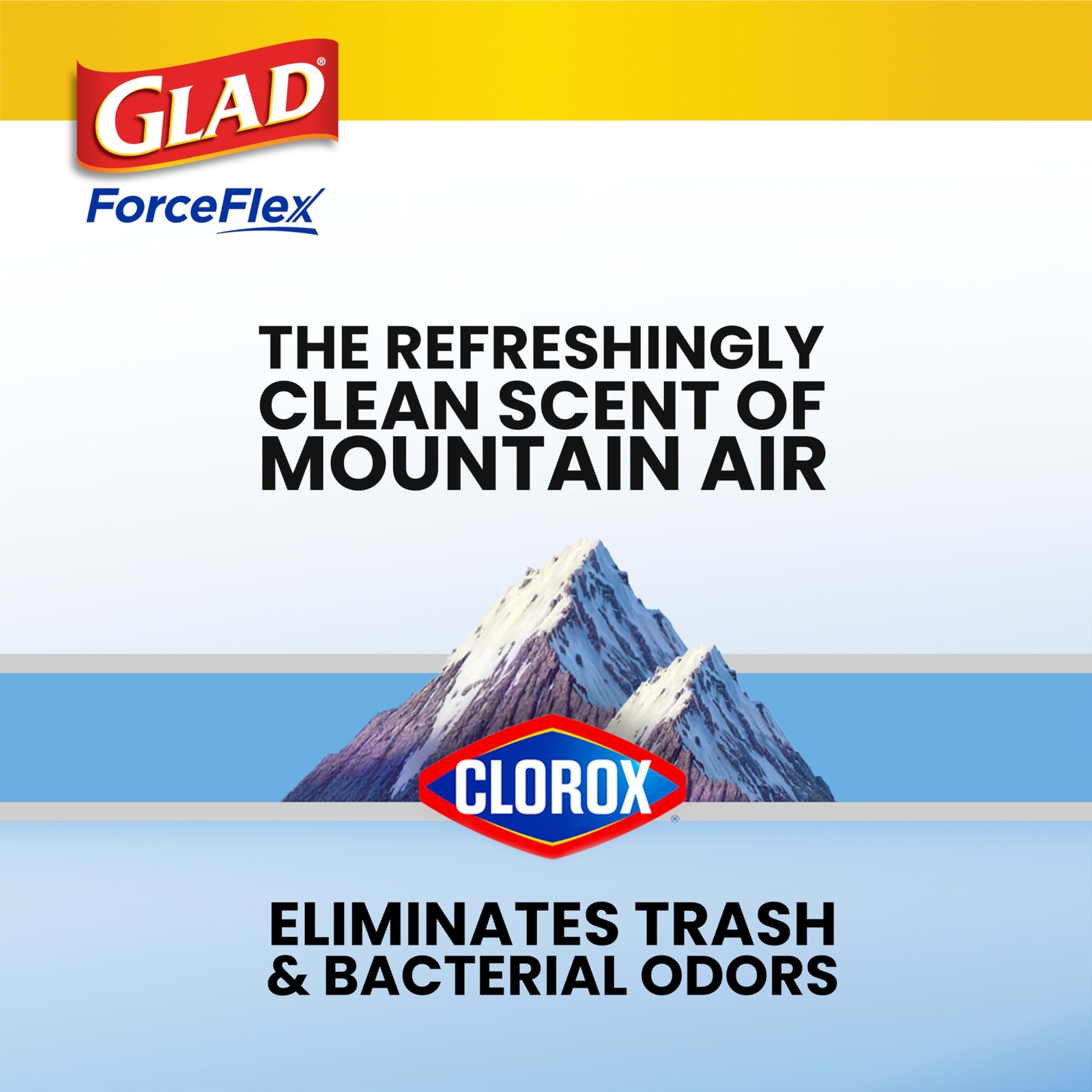 Glad ForceFlex Clorox 30 Gallon Trash Bags 50 Count Mountain Air Scent