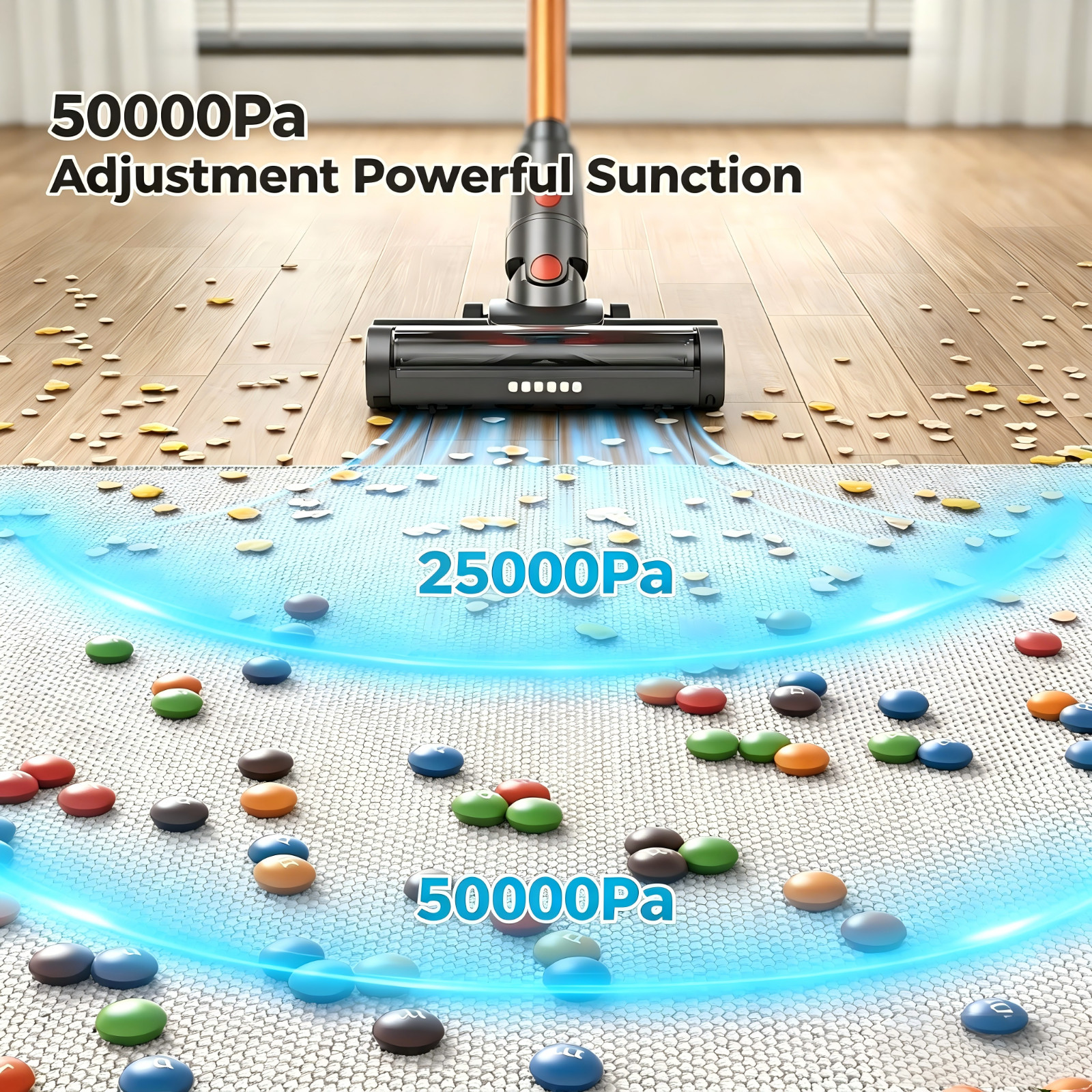 6-in-1 Cordless Vacuum Cleaner 50KPA Stick Vacuum Lightweight Rechargeable 45min
