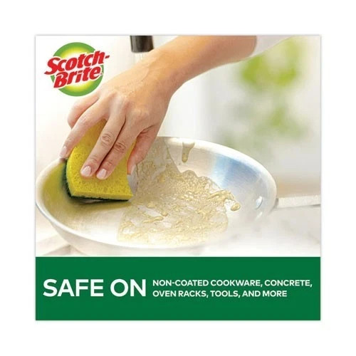 Scotch-Brite Heavy-Duty Scrub Sponge, 4.5 x 2.7, 0.6″ Thick Yellow/Green, 6/Pack