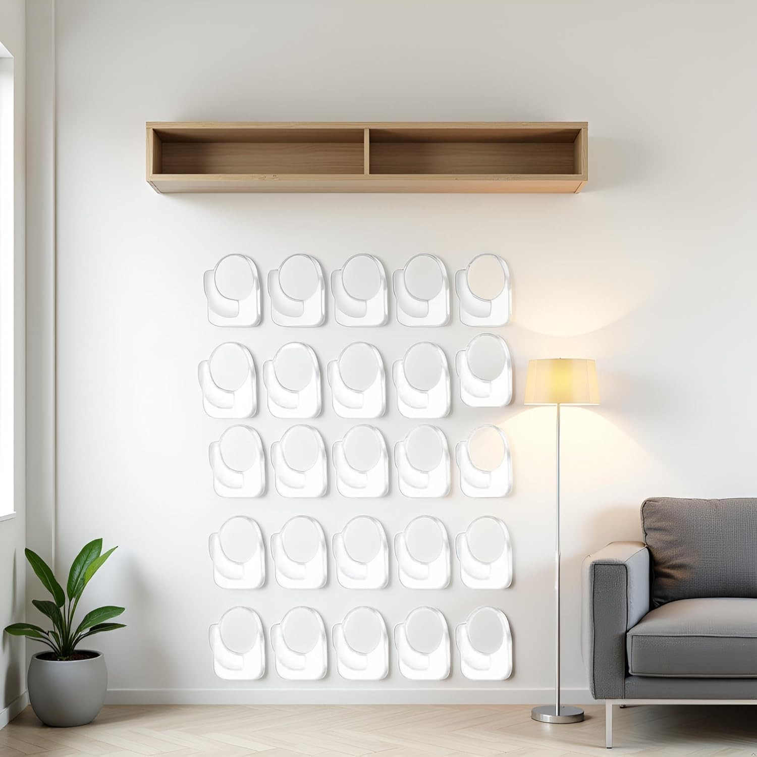 20 Pcs Clear Adhesive Wall Hooks Transparent Sticky Hangers Home Storage Set Kit