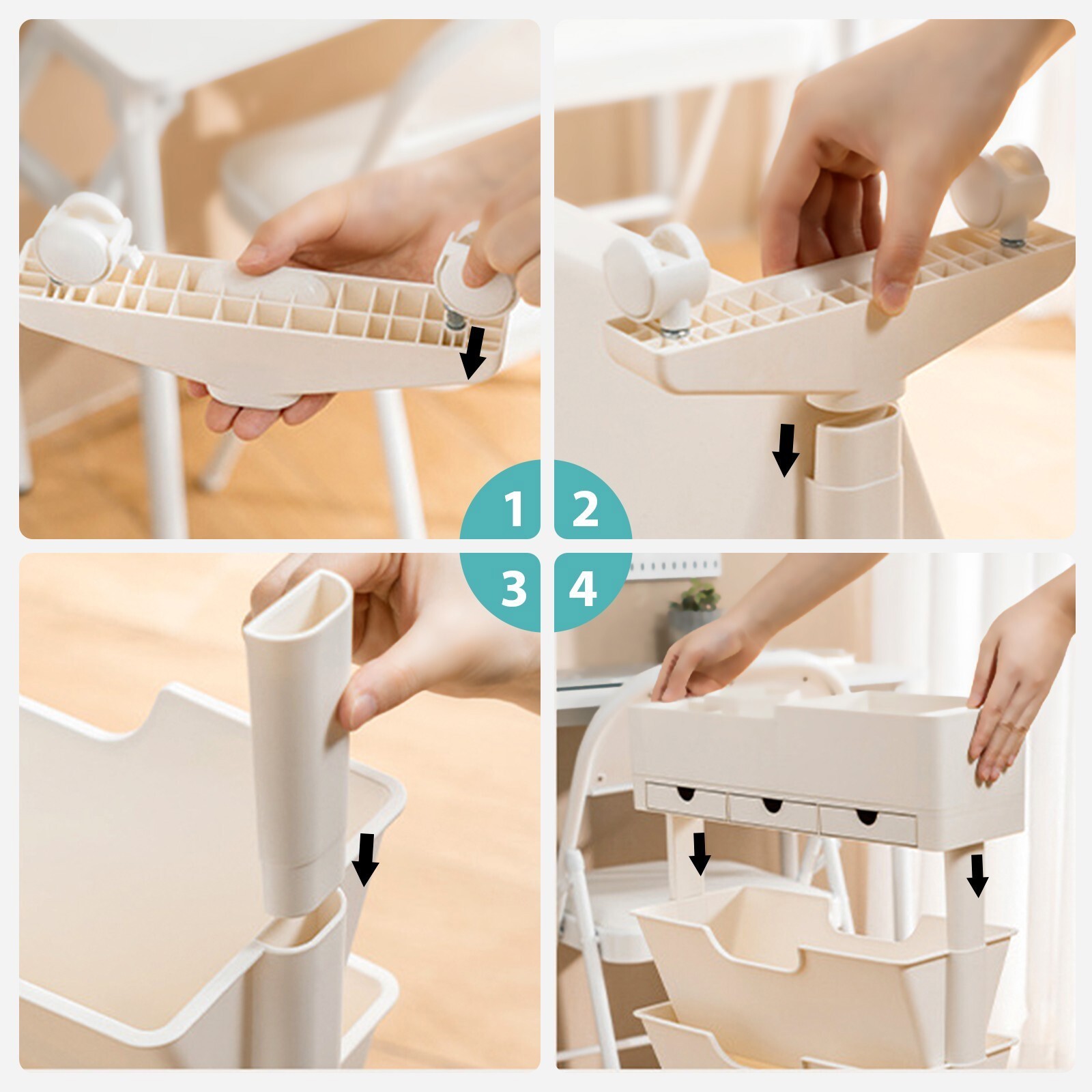 6-Tier Rolling Book Cart Mobile Storage Organizer with Wheels for Office Home