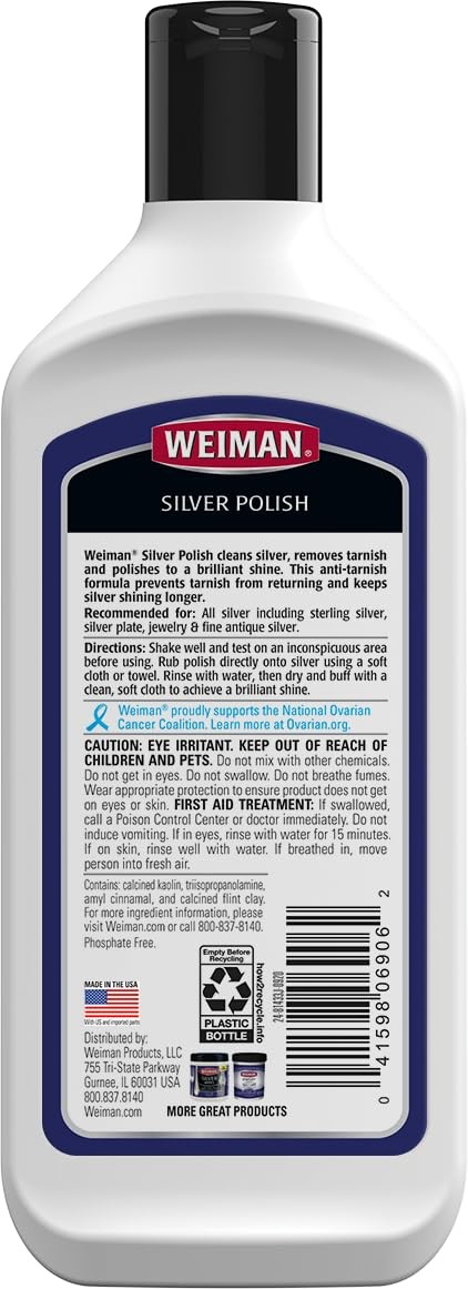 Weiman Silver Cream Cleaner 8 Fl Oz & Cloth, 8 Ounce with Polishing Cloth