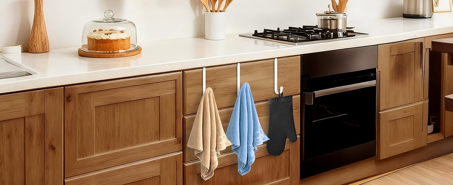 Single Over Door Steel Hooks 2 Pack Fit 1-3/8″ Door 5.5″ White | Plastic Coated