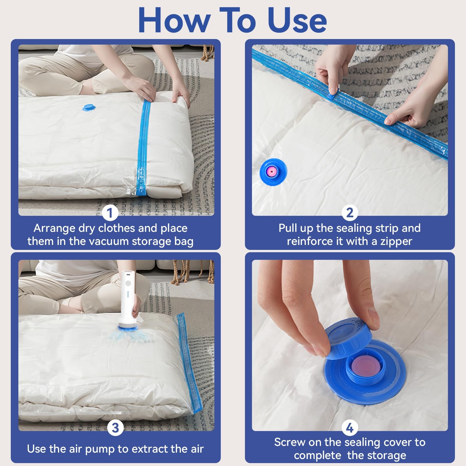Dexmary 12 Pack Vacuum Seal Bags with Rechargeable Air Pump for Clothing, Vac…