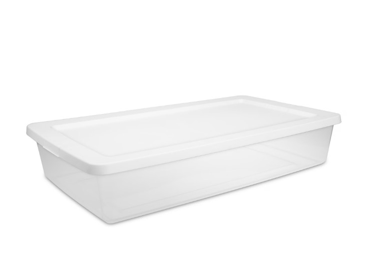 Sterilite 41 Quart Storage Box, Clear Plastic Storage Bin with Snap-on Lid