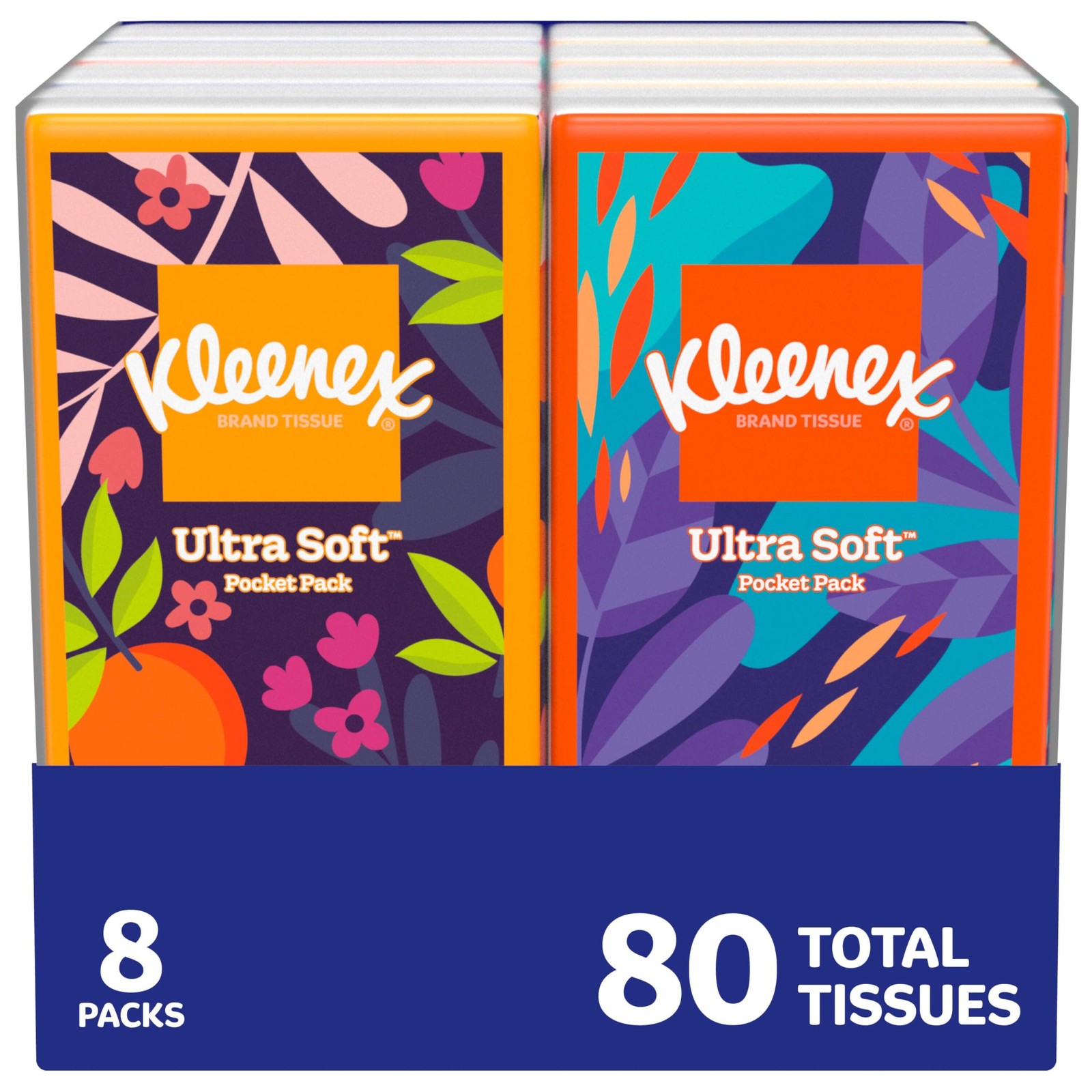 On-The-Go Facial Tissues, 8 Travel Packs, 10 Tissues per Pack