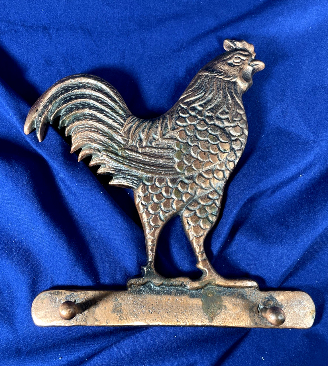 Metal Copper Colored Rooster Key Towel Hanger