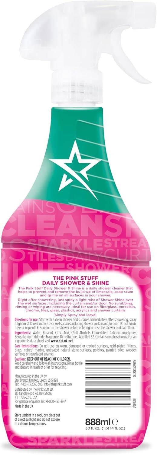 The Pink Stuff Daily Shower & Shine Cleaning Spray, 30oz – 824985