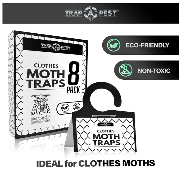 Clothing Moth Traps – 8 Pack – Non Toxic Moth Traps for Clothes with Pheromone A