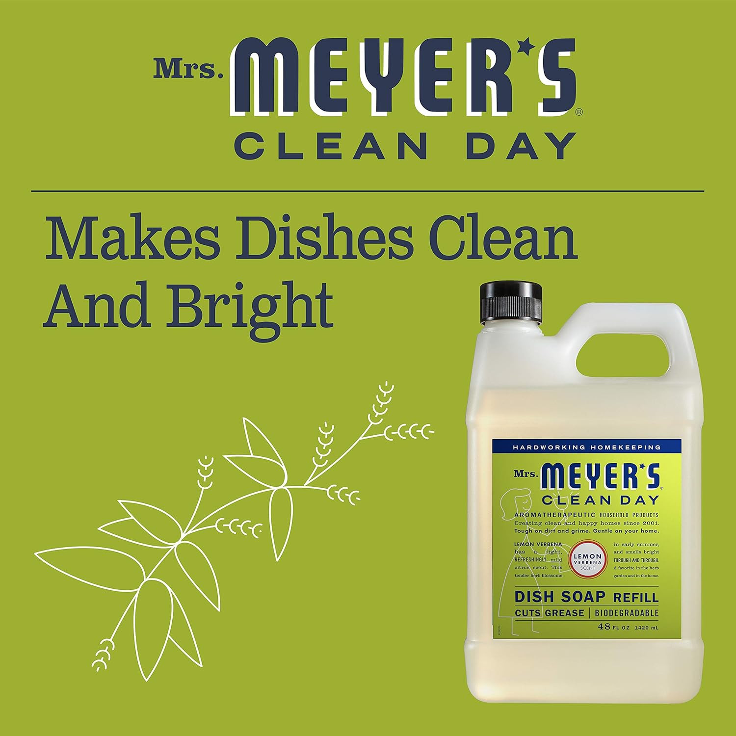 Mrs. Meyer’s Clean Day Liquid Dish Soap Refill, Biodegradable Formula