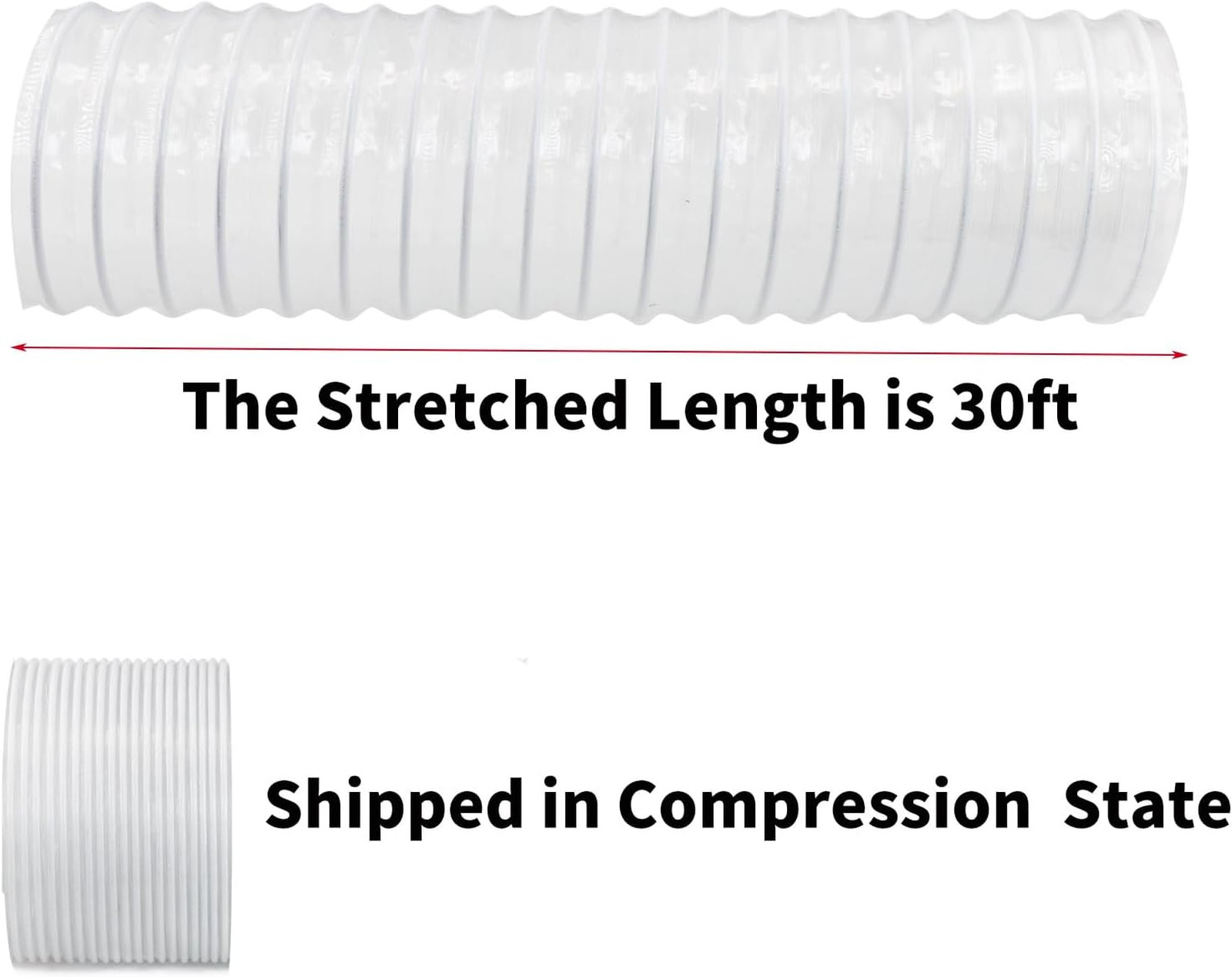 3 inch Dust Collection Hose 30ft 3” Flex Heavy Duty Clear PVC Debris Dust