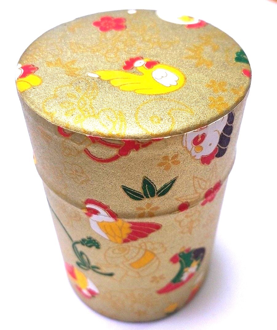 Japan Cylindrical tea cans Birds Empty Diameter 6.5 cm X Height 10.5 cm