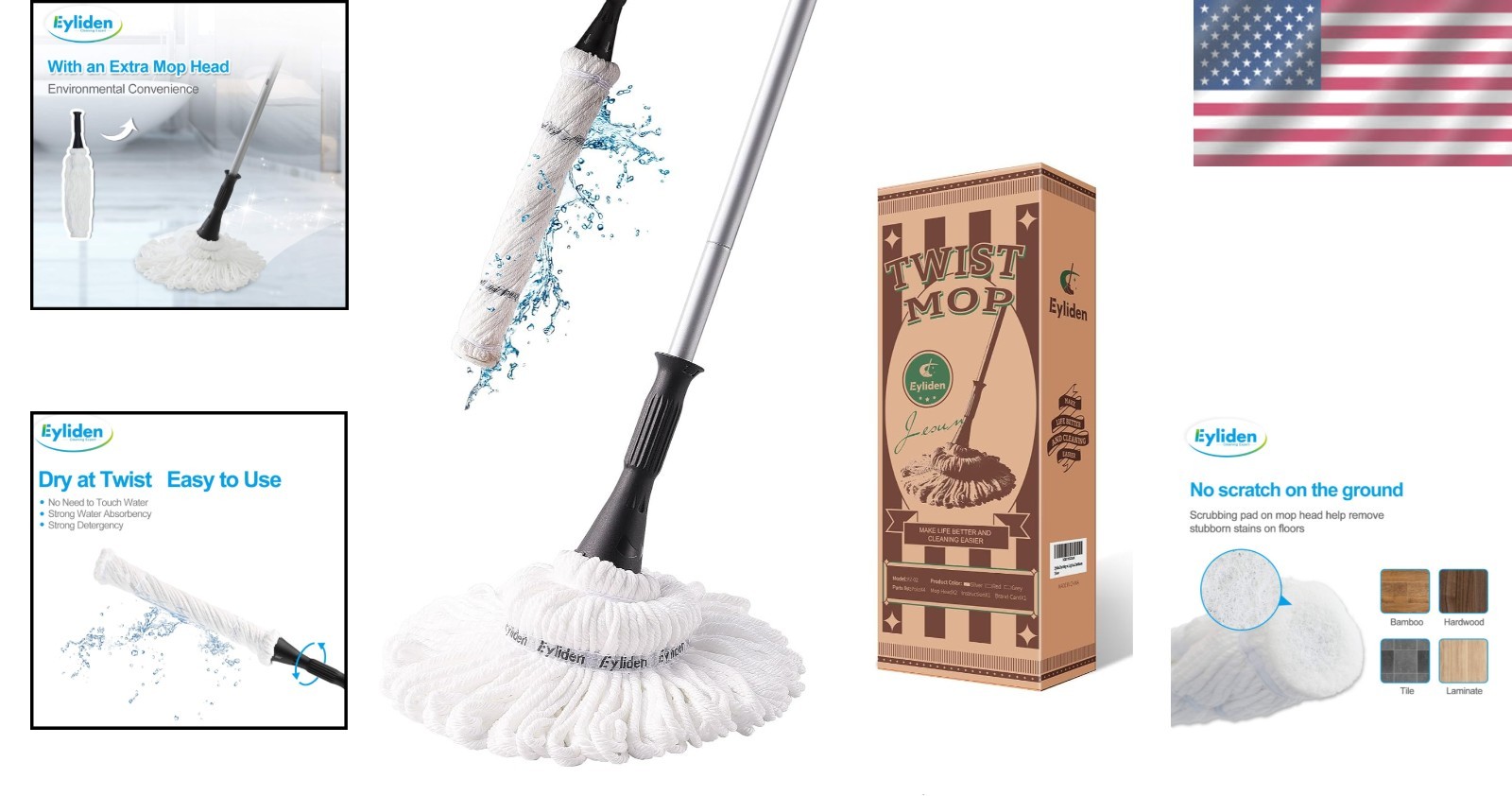 Twist Mop with 2 Reusable Microfiber Heads – Clean Floors Easily & Efficiently