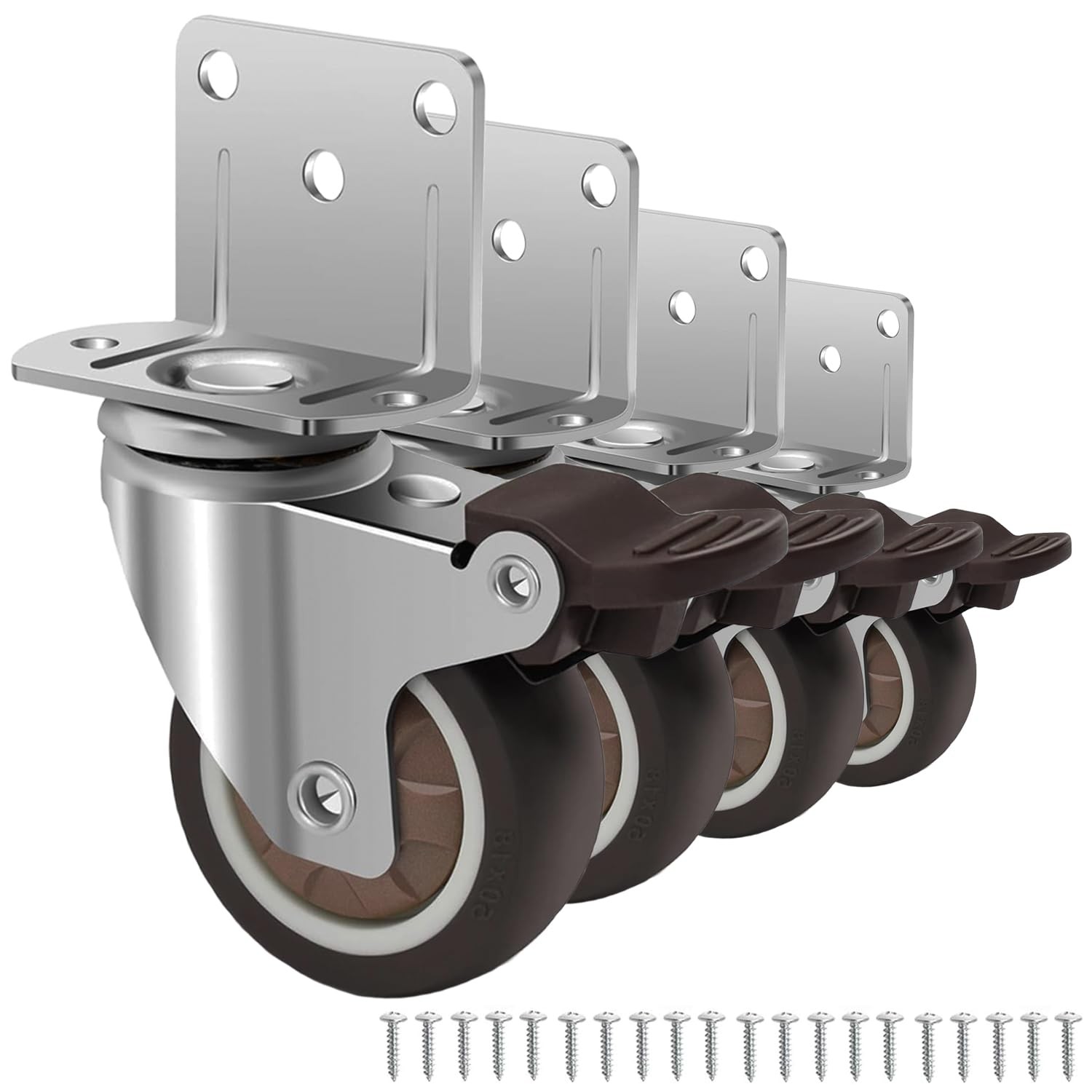 2 Inch Side Mount Casters Set of 4,Rubber LShaped Small casters,Caster Wheels…