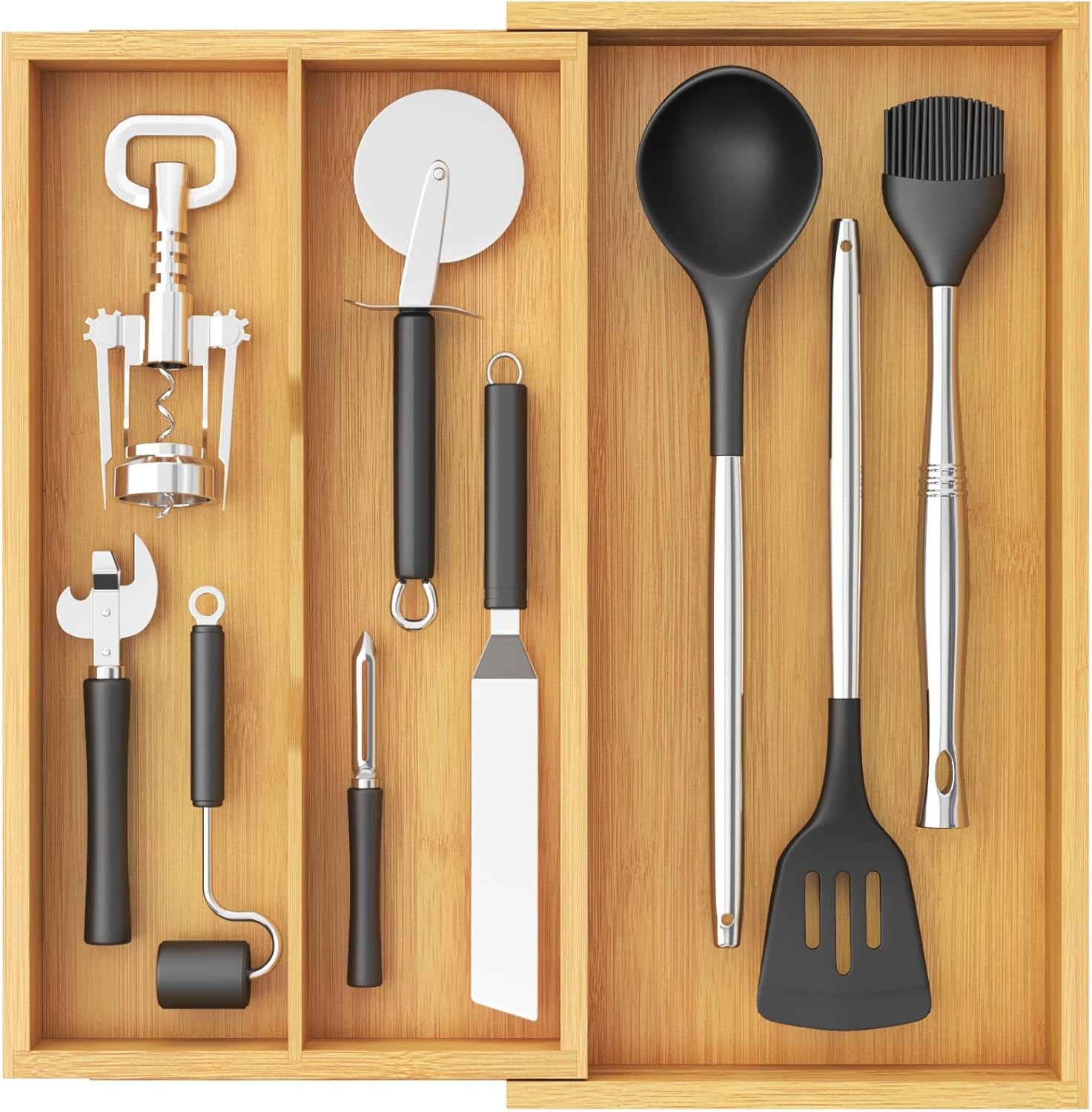 Utensil Organizer for Kitchen Drawer, Expandable Cooking Utensil Tray, Cutlery