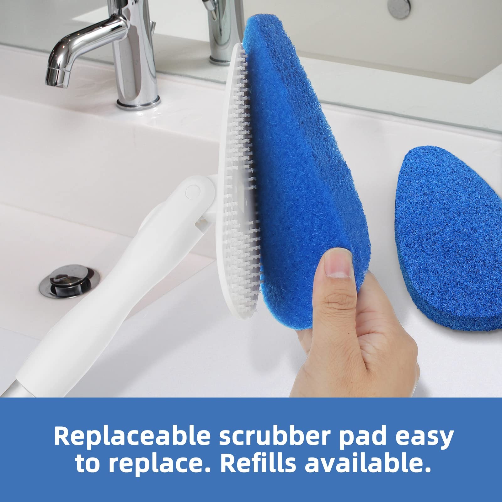 Qaestfy Shower Bathtub Tub and Tile Scrubber Brush with 51” 130cm:7, Blue