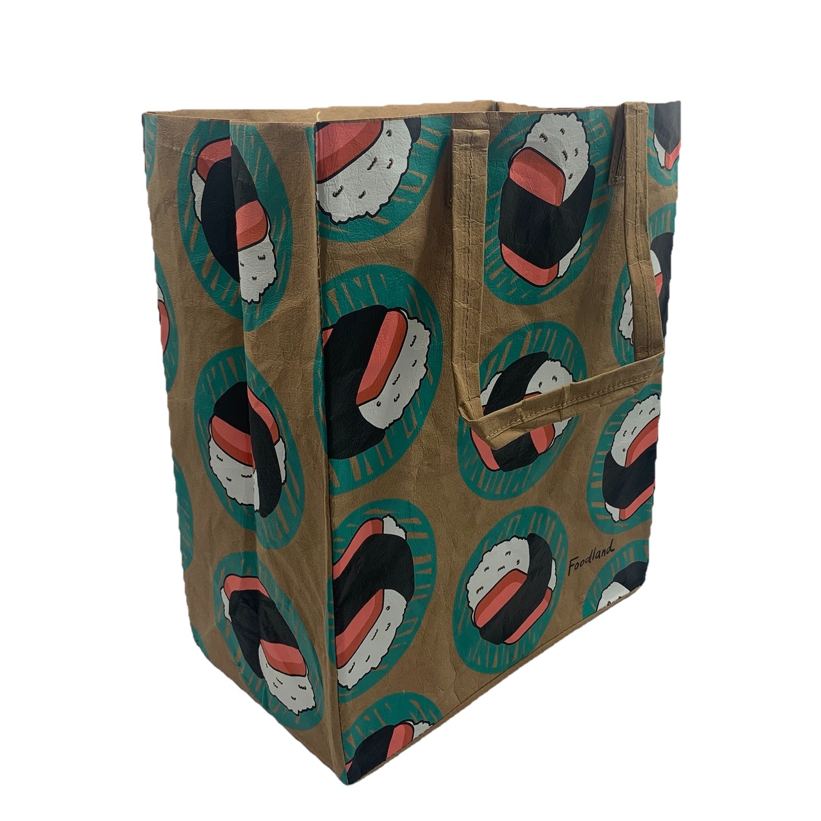 Fun Musubi Hawai’i Foodland Reusable Washable Grocery Tote Bag, 14”x12”x7”