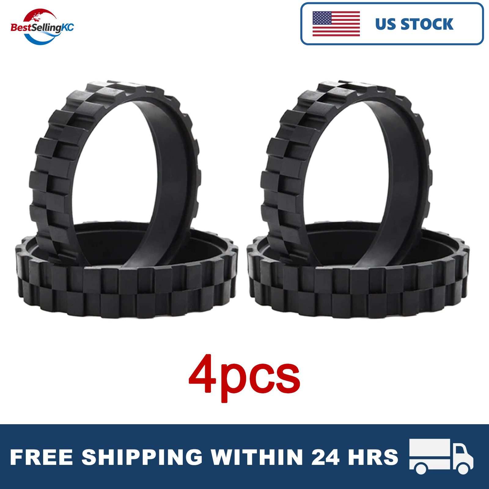 4X Anti-Slip Rubber Tires Replacement For iRobot Roomba I7 S9+ 5/6/7/8/9 Wheels