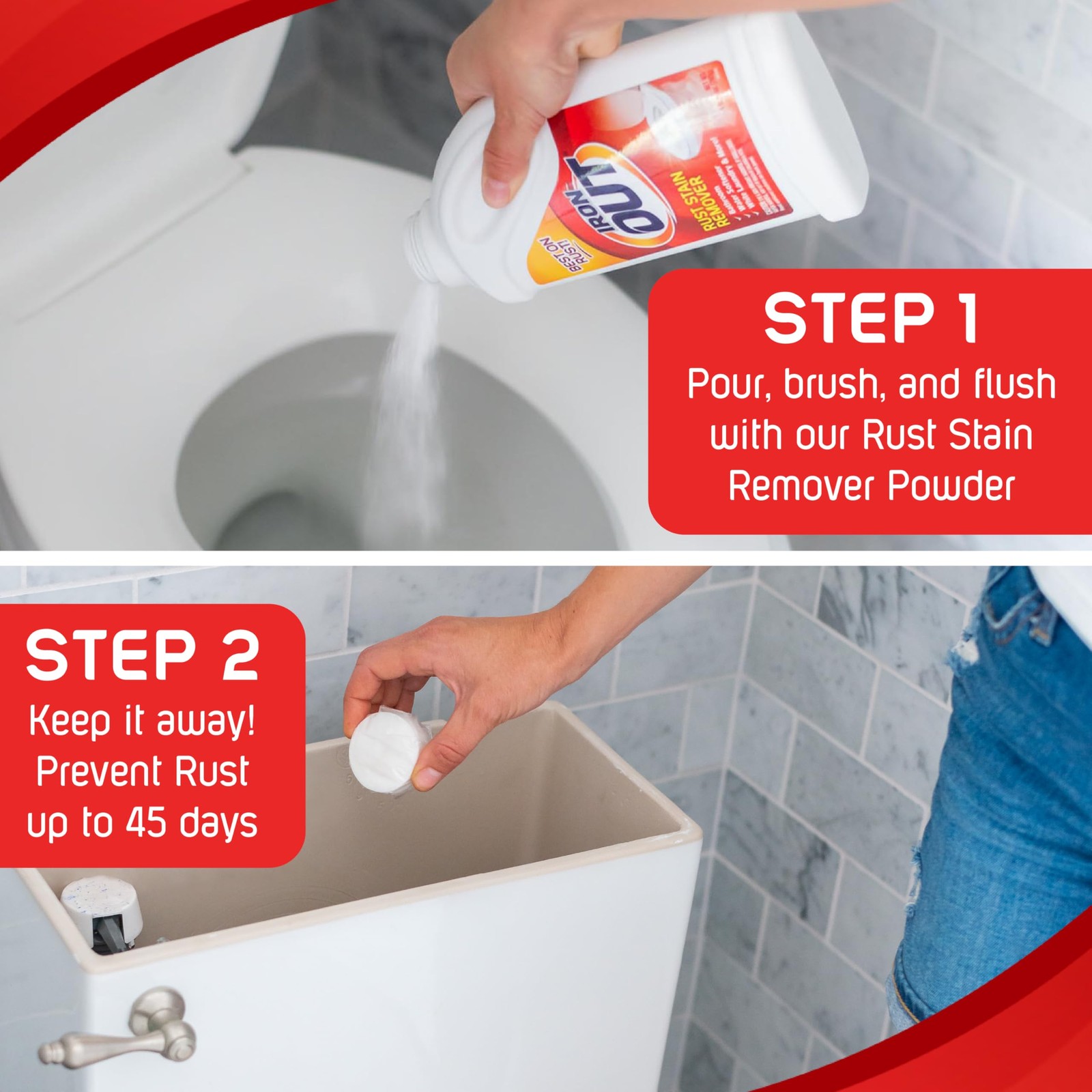 Iron OUT Rust Stain Remover Automatic Toilet Bowl 6 Count (Pack of 1), White