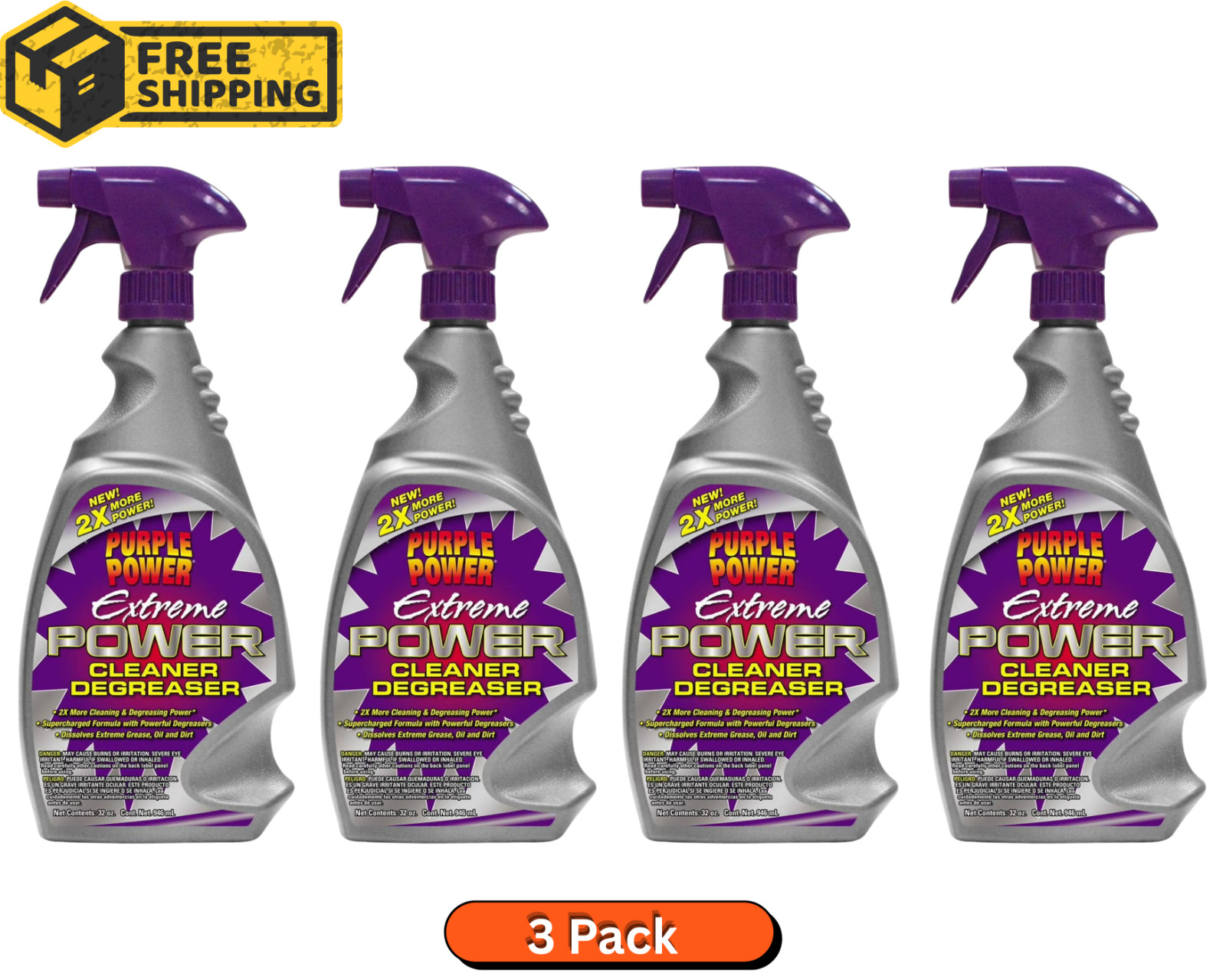 Extreme Power Cleaner/Degreaser for Vehicles, Engines and Garages – 4 Pack