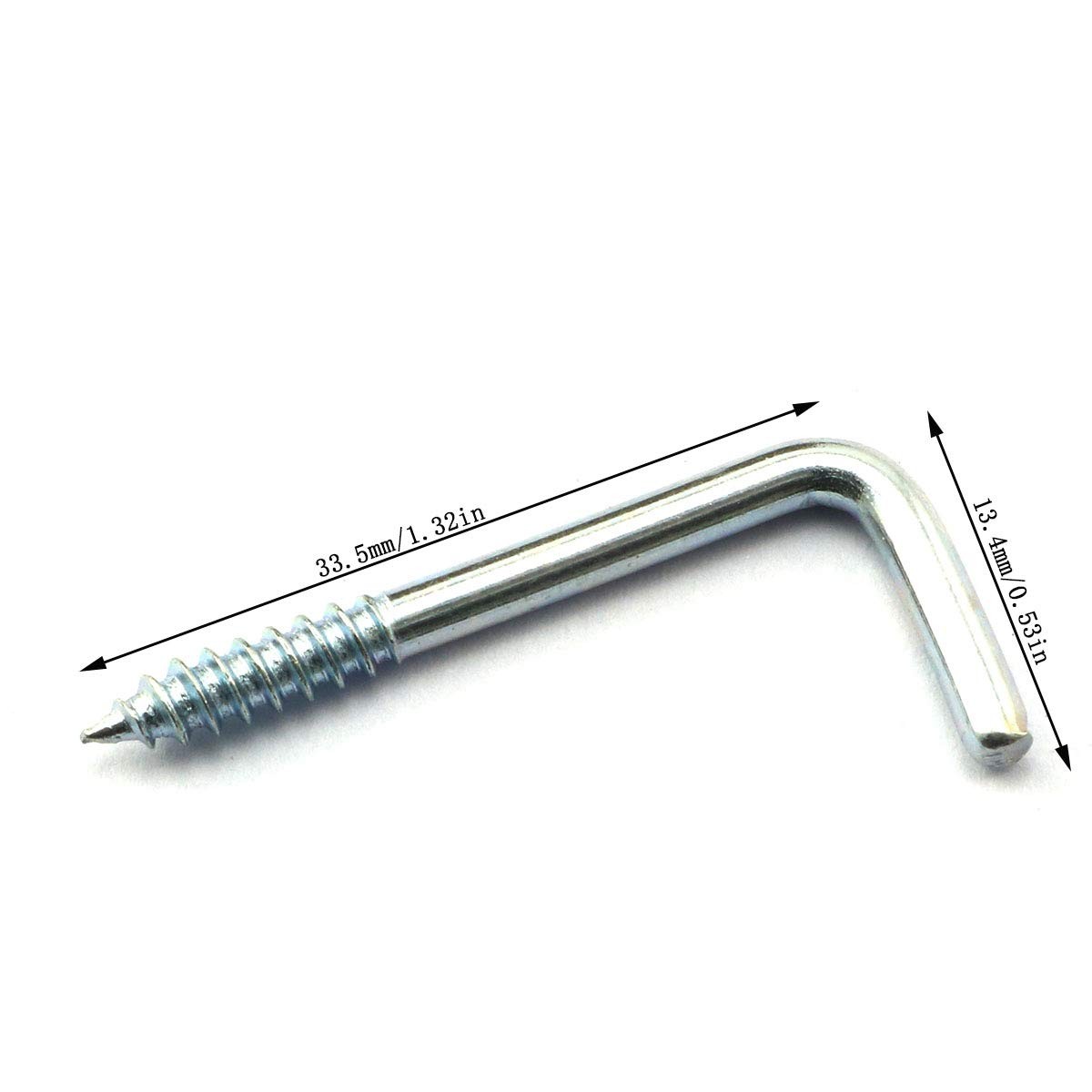 40 PCS 1.3×0.5 inch L-Shape Carbon Steel Self-Tapping Screw Hooks Black