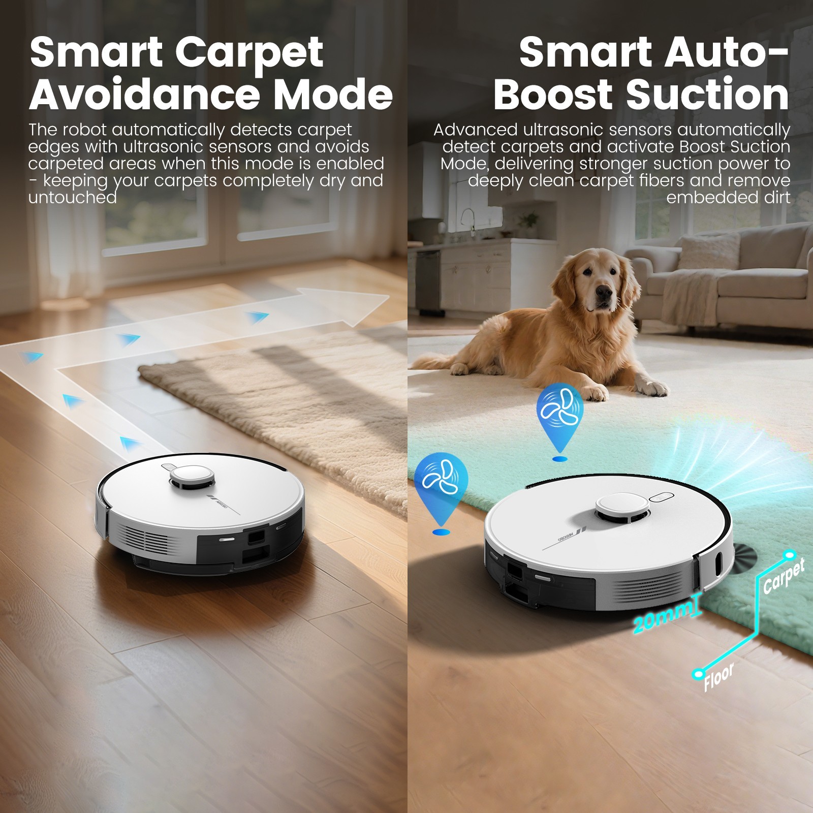 AIRROBO L60+ Self-Emptying Robotic Robot Vacuum and Mop Home Mapping 6000PA