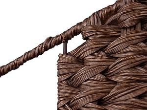 Wicker Storage Baskets, Waterproof Wicker Basket with Handles, Trapezoid Woven