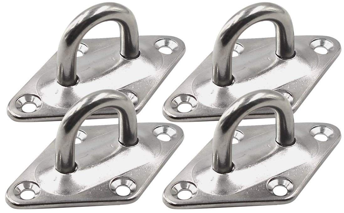Branded Boards Heavy Duty M6 Ceiling Hook Diamond Pad Eye Plate, 304 Stainles…