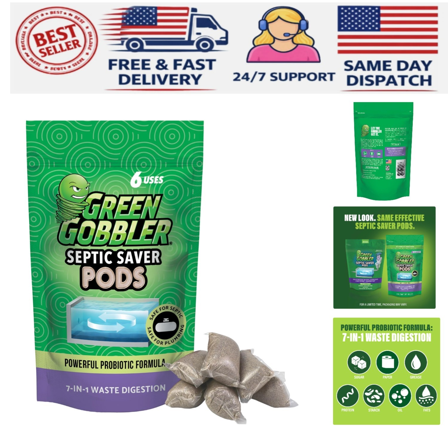 Effective Septic Saver Pods – 6 Unscented Supply for Healthy Tanks
