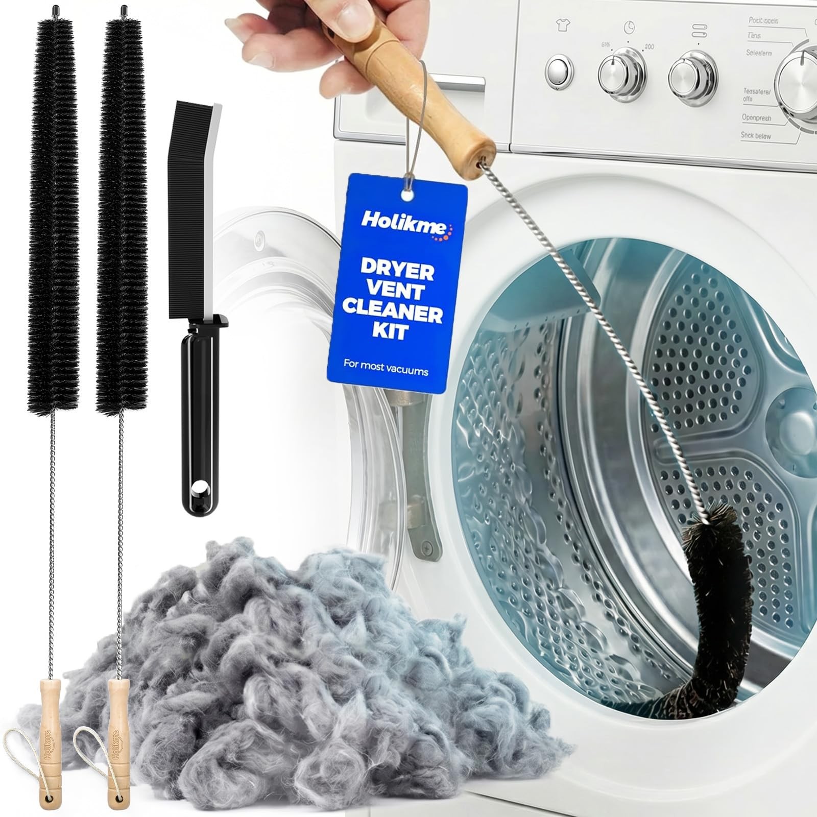 Holikme Dryer Vent Cleaner Kit, 3 Pieces Dryer Lint Brush Household Supplies …