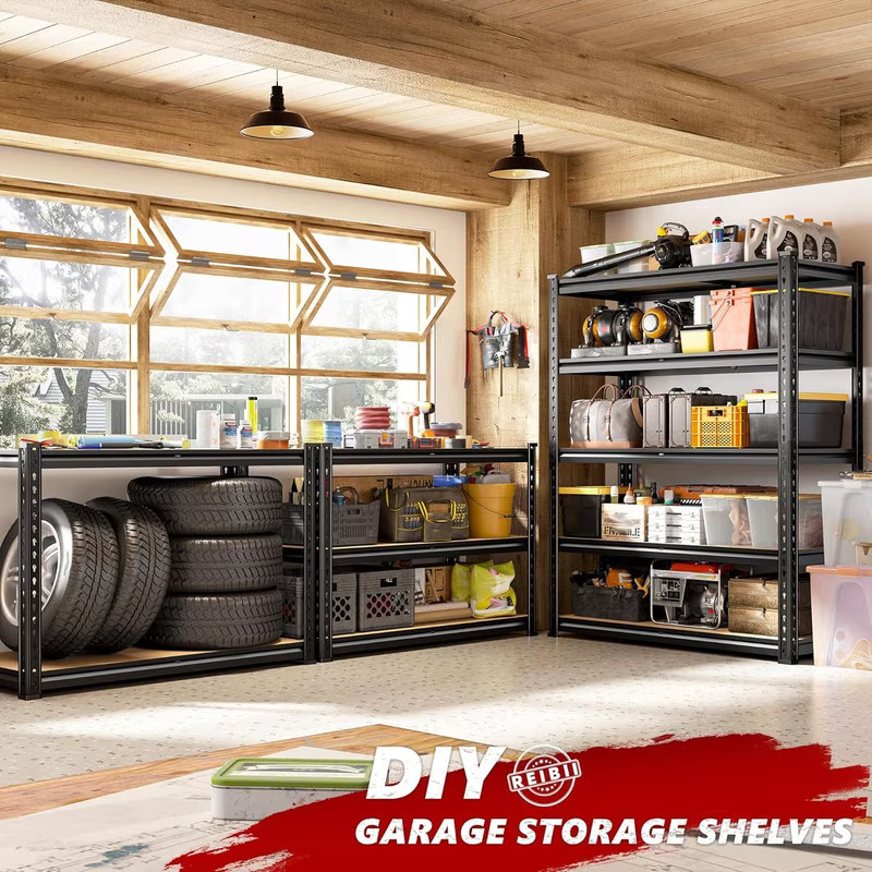 2400LBS Storage Shelves 5 Tier Garage Shelving Heavy Duty Adjustable Garage