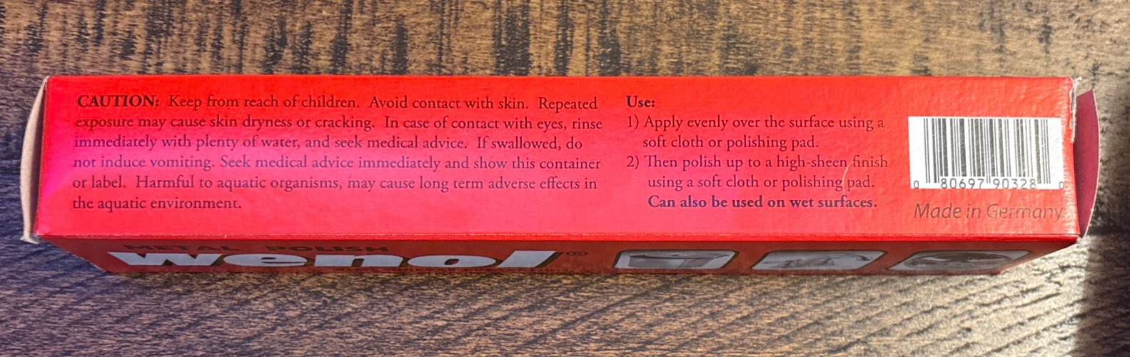 New WENOL Metal Cleaner & Polish With Surface Protection Red Tube 100ml/3.98oz